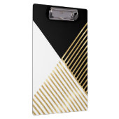 Modern Zwart Wit Geometrisch Goud Strepen Klembord (Rechts)