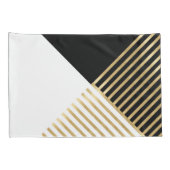 Modern Zwart Wit Geometrisch Goud Strepen Kussensloop (Achterkant-Rechts)
