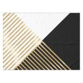Modern Zwart Wit Geometrisch Goud Strepen Tafelkleed (Voorkant (Horizontaal))