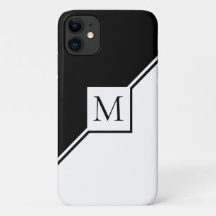 Modern zwart-wit geometrisch monogram iPhone 11 hoesje