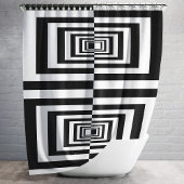 Modern zwart-wit geometrisch patroon douchegordijn