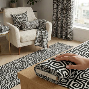 Modern zwart-wit geometrisch sterrenpatroon stof