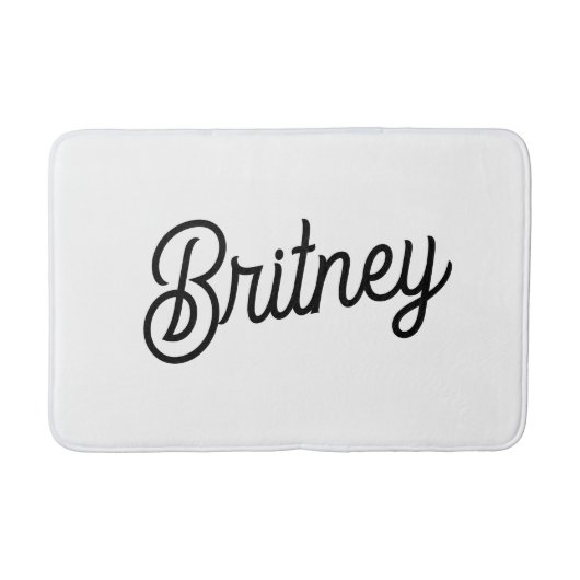 Modern zwart wit gepersonaliseerd monogram en naam badmat (Voorkant)