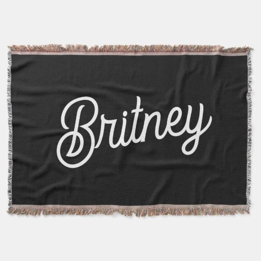 Modern zwart wit gepersonaliseerd monogram en naam deken (Voorkant)