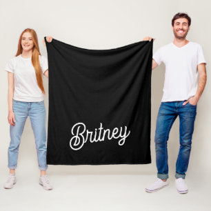 Modern zwart wit gepersonaliseerd monogram en naam fleece deken