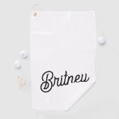 Modern zwart wit gepersonaliseerd monogram en naam golfhanddoek (Insitu)