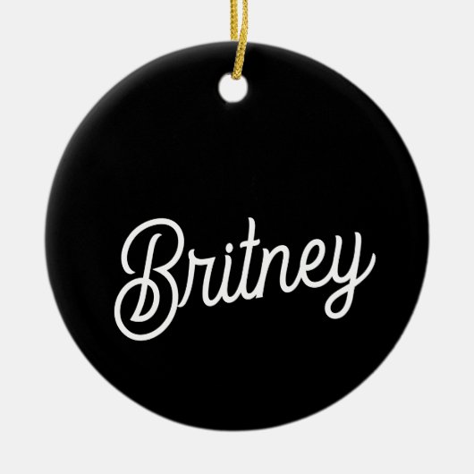 Modern zwart wit gepersonaliseerd monogram en naam keramisch ornament (Voorkant)