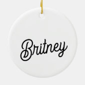 Modern zwart wit gepersonaliseerd monogram en naam keramisch ornament (Achterkant)