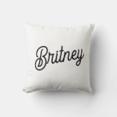 Modern zwart wit gepersonaliseerd monogram en naam kussen (Voorkant)