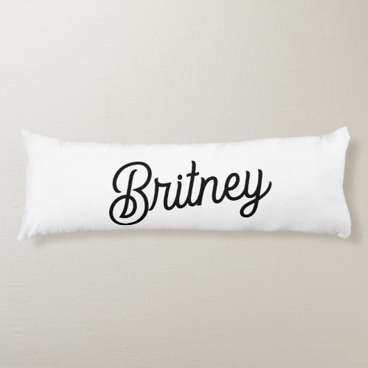 Modern zwart wit gepersonaliseerd monogram en naam lichaamskussen (Voorkant)
