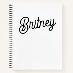Modern zwart wit gepersonaliseerd monogram en naam notitieboek