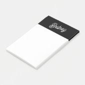 Modern zwart wit gepersonaliseerd monogram en naam post-it® notes (Schuin)
