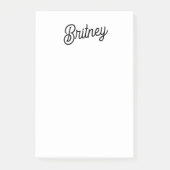 Modern zwart wit gepersonaliseerd monogram en naam post-it® notes (Voorkant)