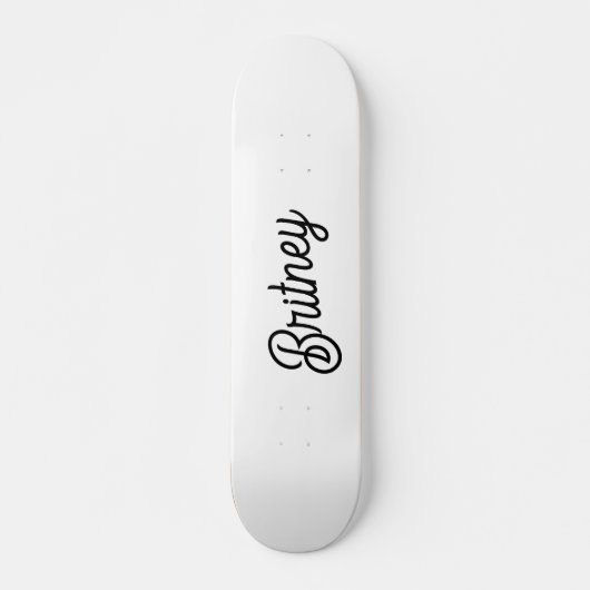 Modern zwart wit gepersonaliseerd monogram en naam skateboard (Voorkant)