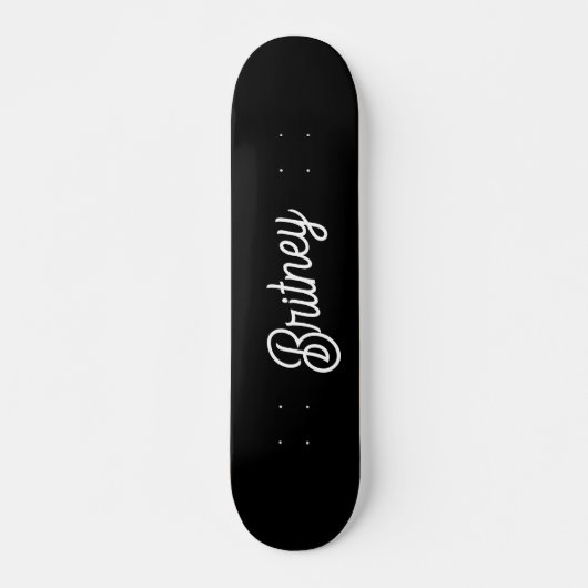 Modern zwart wit gepersonaliseerd monogram en naam skateboard (Voorkant)