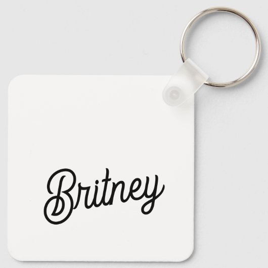 Modern zwart wit gepersonaliseerd monogram en naam sleutelhanger (Achterkant)