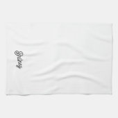 Modern zwart wit gepersonaliseerd monogram en naam theedoek (Horizontaal)