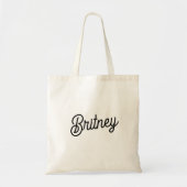 Modern zwart wit gepersonaliseerd monogram en naam tote bag (Voorkant)