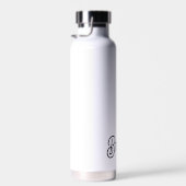 Modern zwart wit gepersonaliseerd monogram en naam waterfles (Rechts)