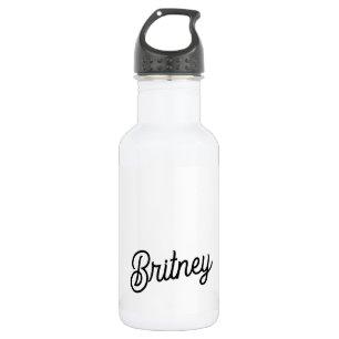 Modern zwart wit gepersonaliseerd monogram en naam waterfles 