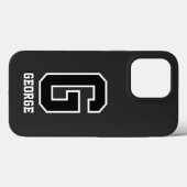 Modern zwart wit gepersonaliseerd monogram voor he Case-Mate iPhone case (Achterkant (horizontaal))