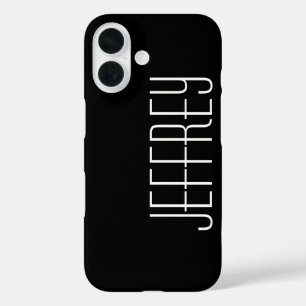 Modern, zwart-wit, gepersonaliseerde Jumbo naam iPhone 16 Hoesje