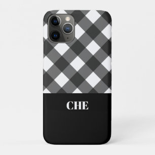 Modern zwart-wit geplakt monogram iPhone 11 pro hoesje