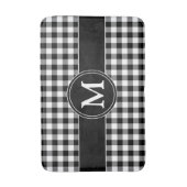 Modern zwart-wit geruit monogram badmat (Voorkant Verticaal)