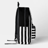 Modern zwart wit gestreept patroon met hart bedrukte rugzak (Links)