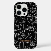 Modern Zwart Wit Gezichtslijn Patroon Custom Case-Mate iPhone Case (Achterkant)