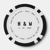 Modern Zwart Wit Gin Tonic Drink Voucher Bruiloft Poker Chips (Achterkant)
