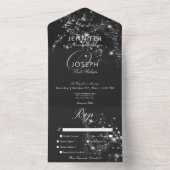 Modern Zwart & Wit Glam Diamonds Diner All In One Uitnodiging (Binnen)