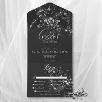 Modern Zwart & Wit Glam Diamonds Diner