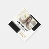 Modern Zwart Wit Glitter Afstuderen Foto Servet (Hoek)