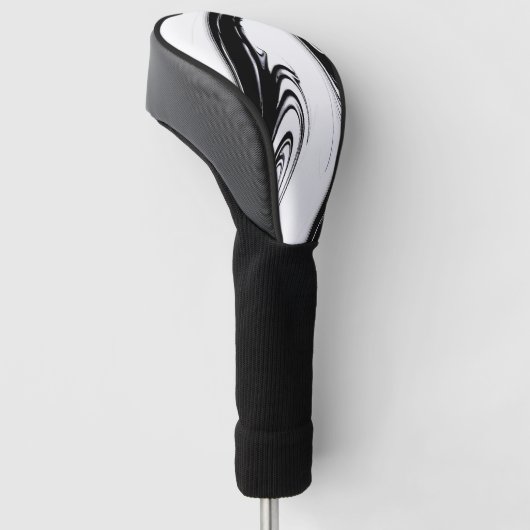 Modern zwart-wit golfheadcover (Schuin)