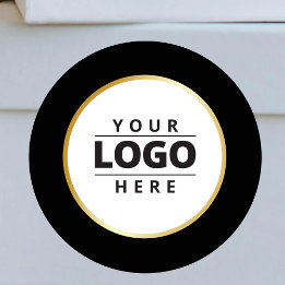 Modern Zwart Wit Goud Business Logo Verzending Ronde Sticker