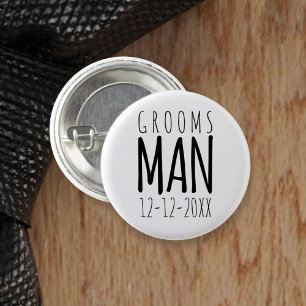 Modern Zwart-wit Groomsman Bruiloft Button