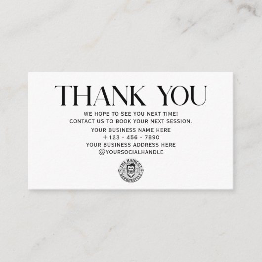 modern zwart-wit haar dank u kortingskaartje (Voorkant)