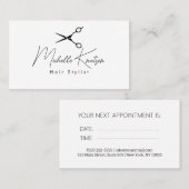Modern zwart wit Haarstylist Afspraakkaart Visitekaartje (Voorkant / Achterkant)