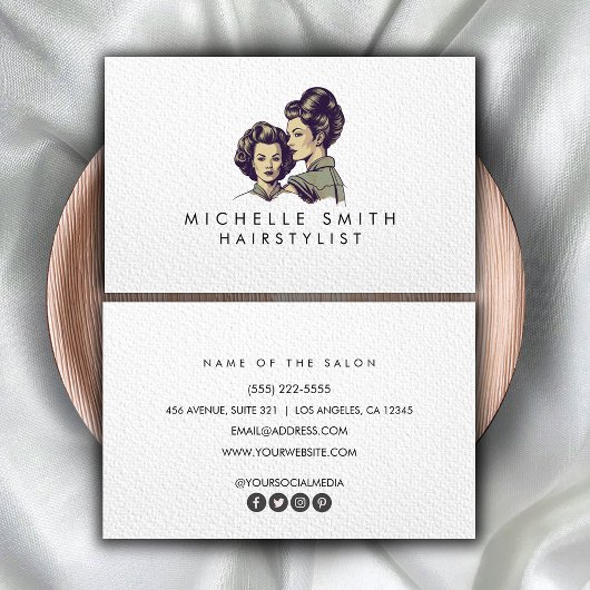 Modern zwart wit Haarstylist Minimalist Visitekaartje