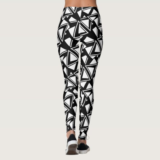 Modern zwart-wit Harlequin Design 2 Leggings (Achterkant)