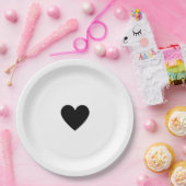 Modern Zwart-wit Hart Liefde Elegant Custom Papieren Bordje (Feest)