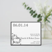 Modern Zwart-wit hart Save the Date (Staand voorkant)