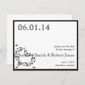 Modern Zwart-wit hart Save the Date (Voorkant / Achterkant)