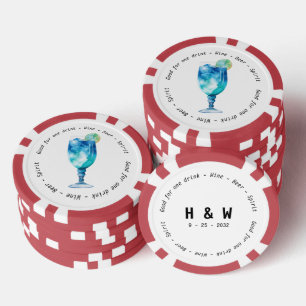 Modern Zwart Wit Hawaïaans Drink Voucher Bruiloft Poker Chips
