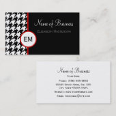 Modern zwart-wit Houndstooth Monogram Visitekaartje (Voorkant / Achterkant)