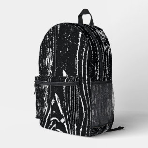 Modern zwart wit hout graan bedrukte rugzak