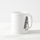 Modern zwart-wit Initiaal A en naam Koffiemok (Voorkant rechts)