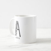 Modern zwart-wit Initiaal A en naam Koffiemok (Voorkant links)