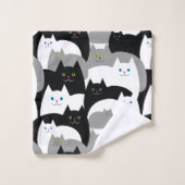 Modern zwart-wit kattepatroon bad handdoek (Wasdoekje)